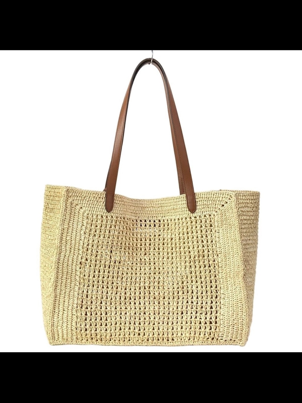 Mulberry Natural Straw Tote with Brown Leather Handles